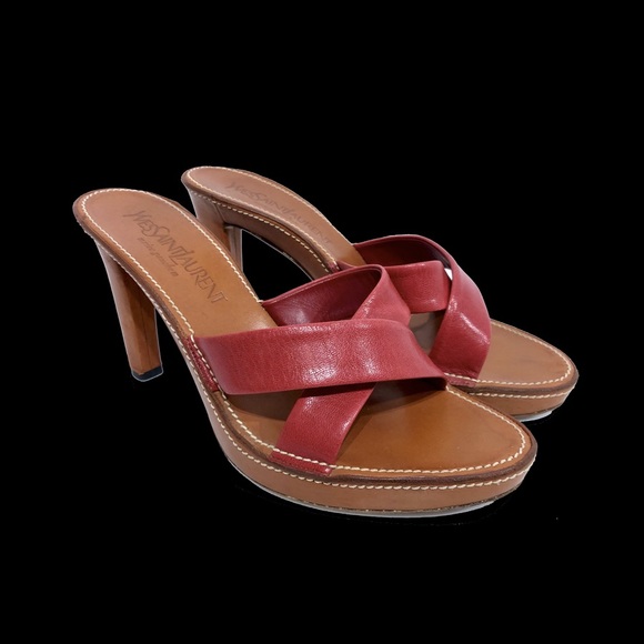 Yves Saint Laurent Red and Brown Heels - Picture 2 of 11